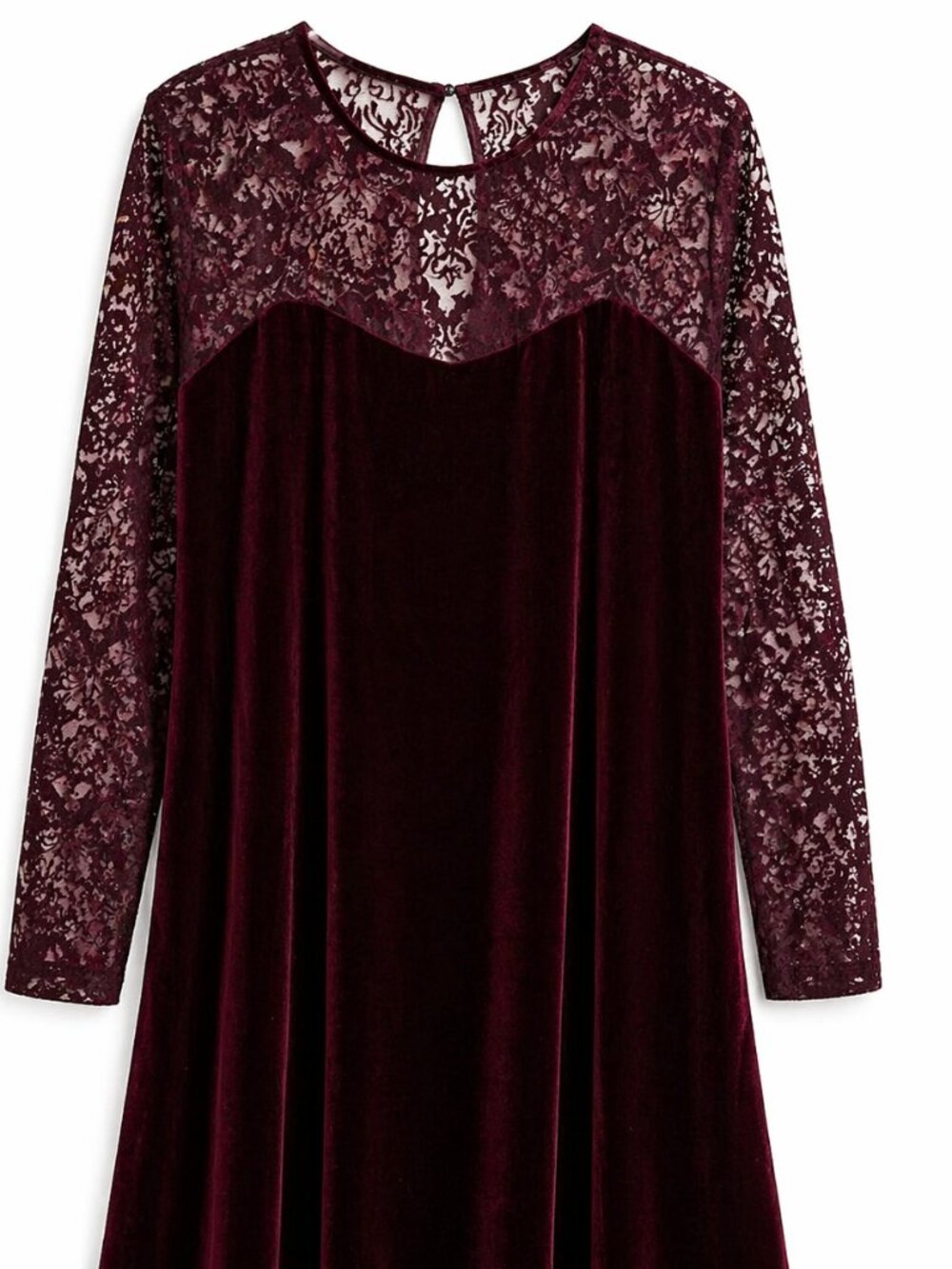 NWT Monsoon Velvet Lace Dress | Sheer Yoke | Burgundy | UK 20 (EUR 48)